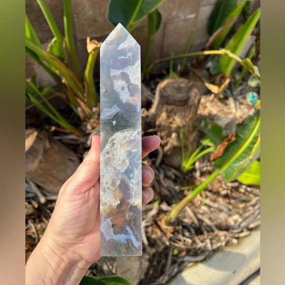 Moss Agate Crystal Tower - Picture 6 of 11